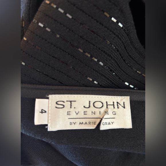 St John Evening Santana Knit Black Beaded Dress 4 - Picture 2 of 5